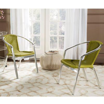 Safavieh Wrangell Indoor/Outdoor Patio Stacking Armchair in Green