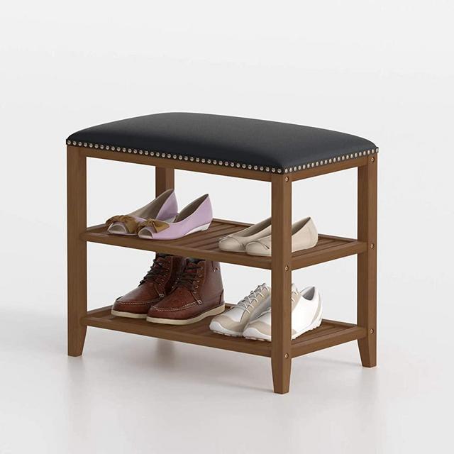 SeiriOne Shoe Rack Bench, 3-Tier Bamboo Shoe Storage Organizer, Ideal for Entryway, Living Room and Corridor, 23.5'' L x 11.41'' W x 20'' H