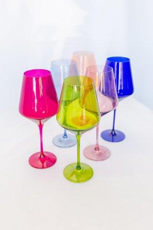 Estelle Colored Glass Wine Glasses - Mixed Set