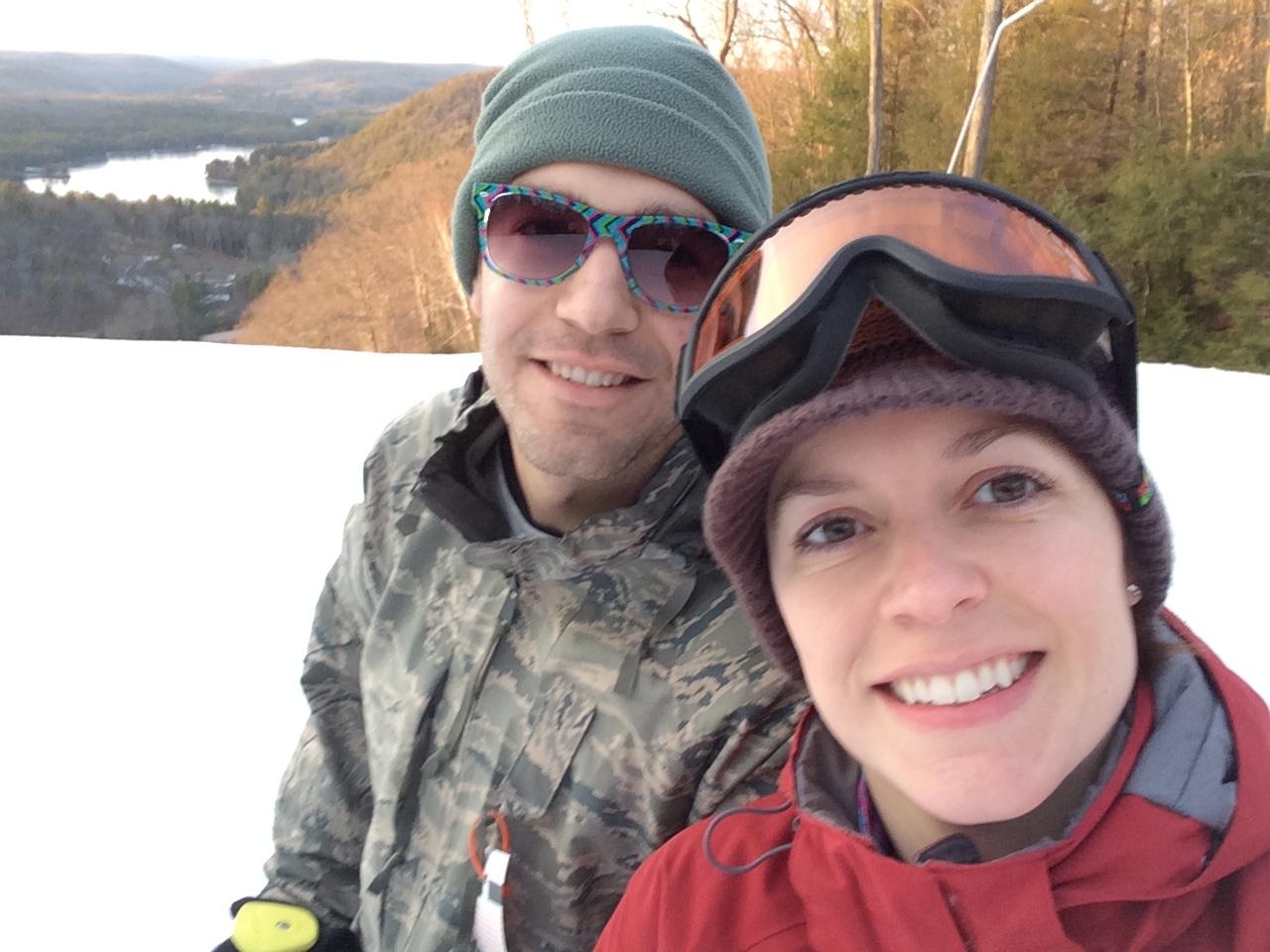 This was Steve's first time skiing. No falls for him, meanwhile Jane (having skied since middle school) fell twice.