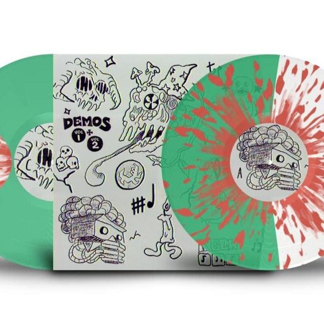 King Gizzard Demos Vol. 1 + Vol. 2 Scared of Christmas Green and white with red splatter