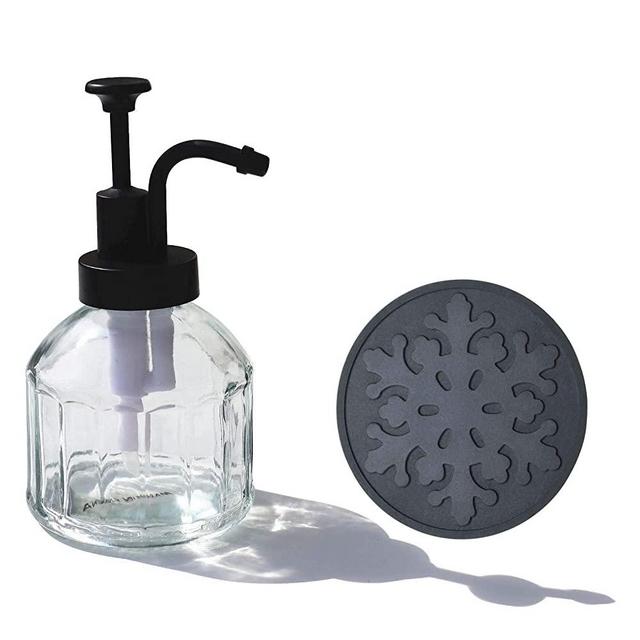 8 Oz Glass Soap Dispenser for Kitchen and Bathroom Countertop, Smooth Action Pump Refillable Wash Hand Liquid, Dish Detergent, Farmhouse Style with Cylindrical Shape Shampoo Lotion Pump