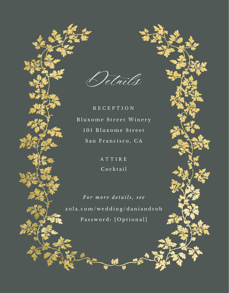 Edera Foil | Dark Seaweed | Zola Wedding Enclosure Cards