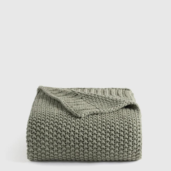 Cotton Fisherman Throw in Dried Sage
