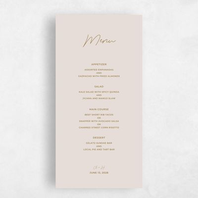 Tan, Brown Wedding Menu - Geneva