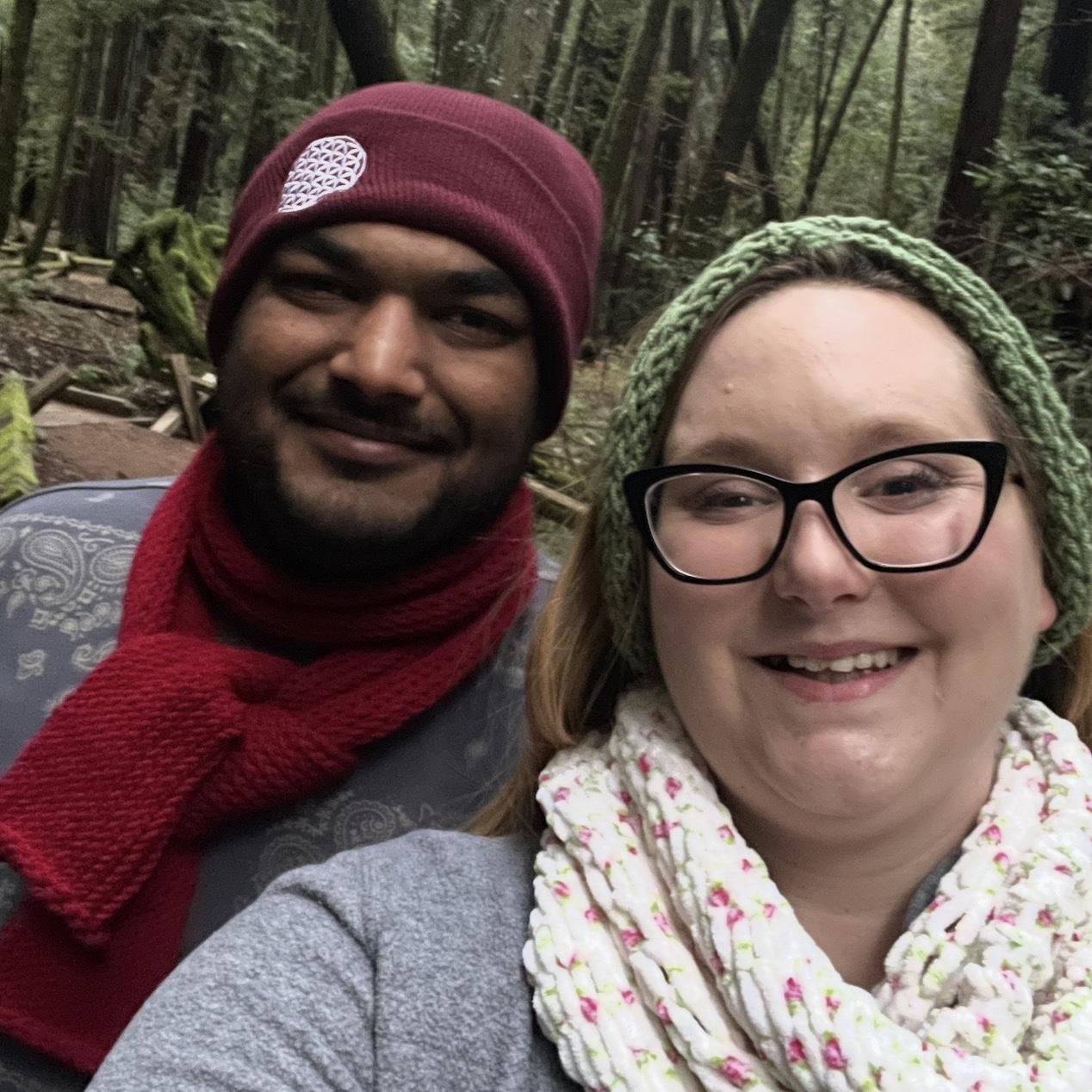 Us hiking in the redwoods