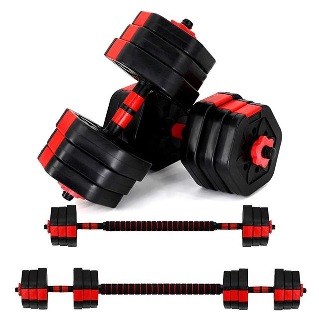 VIVITORY Fitness Dumbbells Set, Adjustable Weight Sets up to 44/66Lbs, Free Weight with Connecting Rod Used As Barbell, Iron Sand Mixture, Hexagon Design