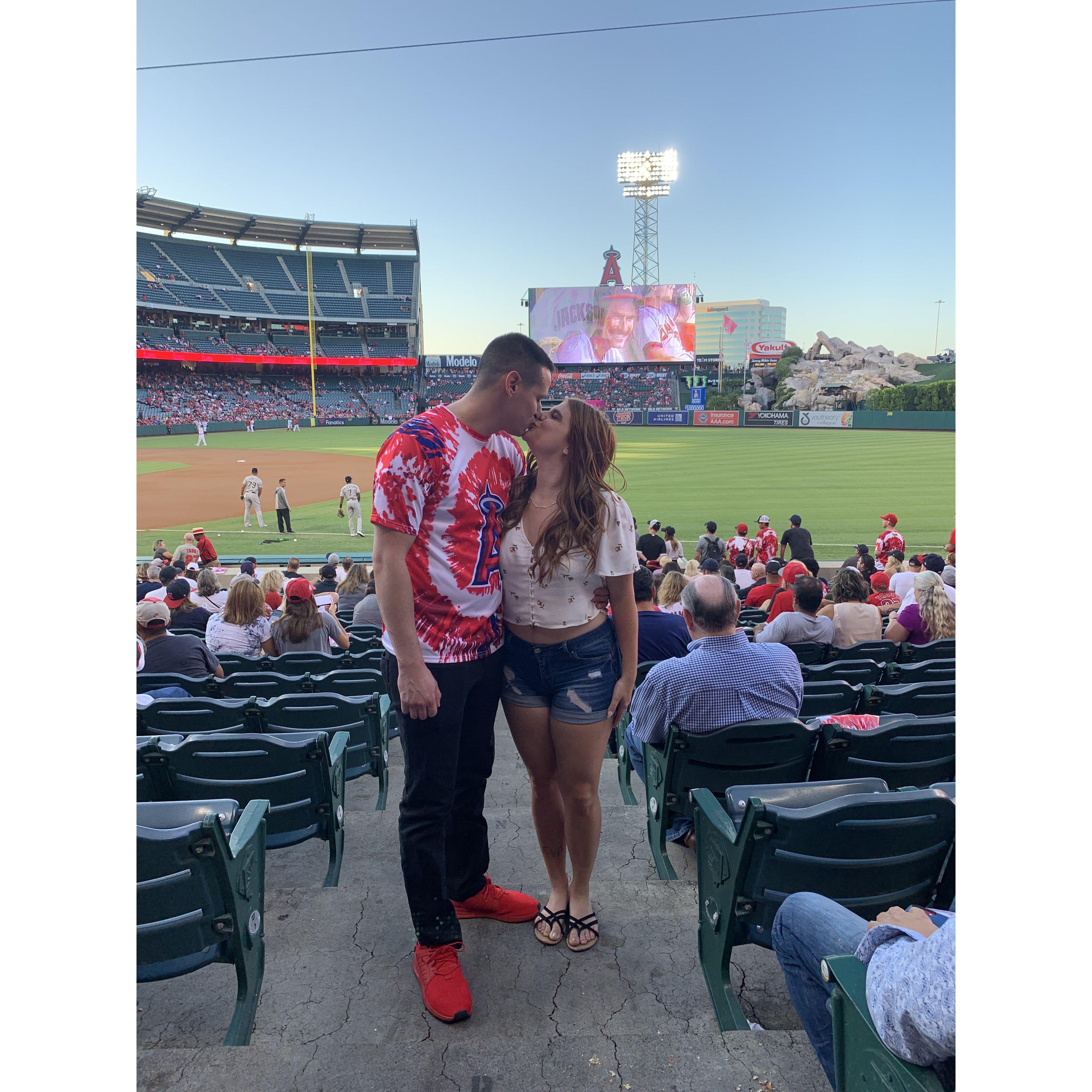 First Angels game after Kevin asked me to be his girlfriend!