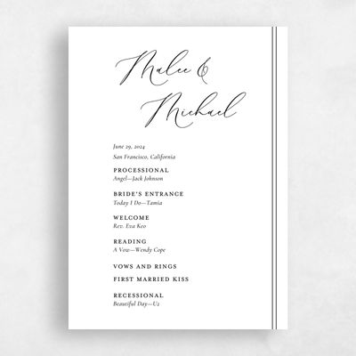 White Wedding Program - Evora