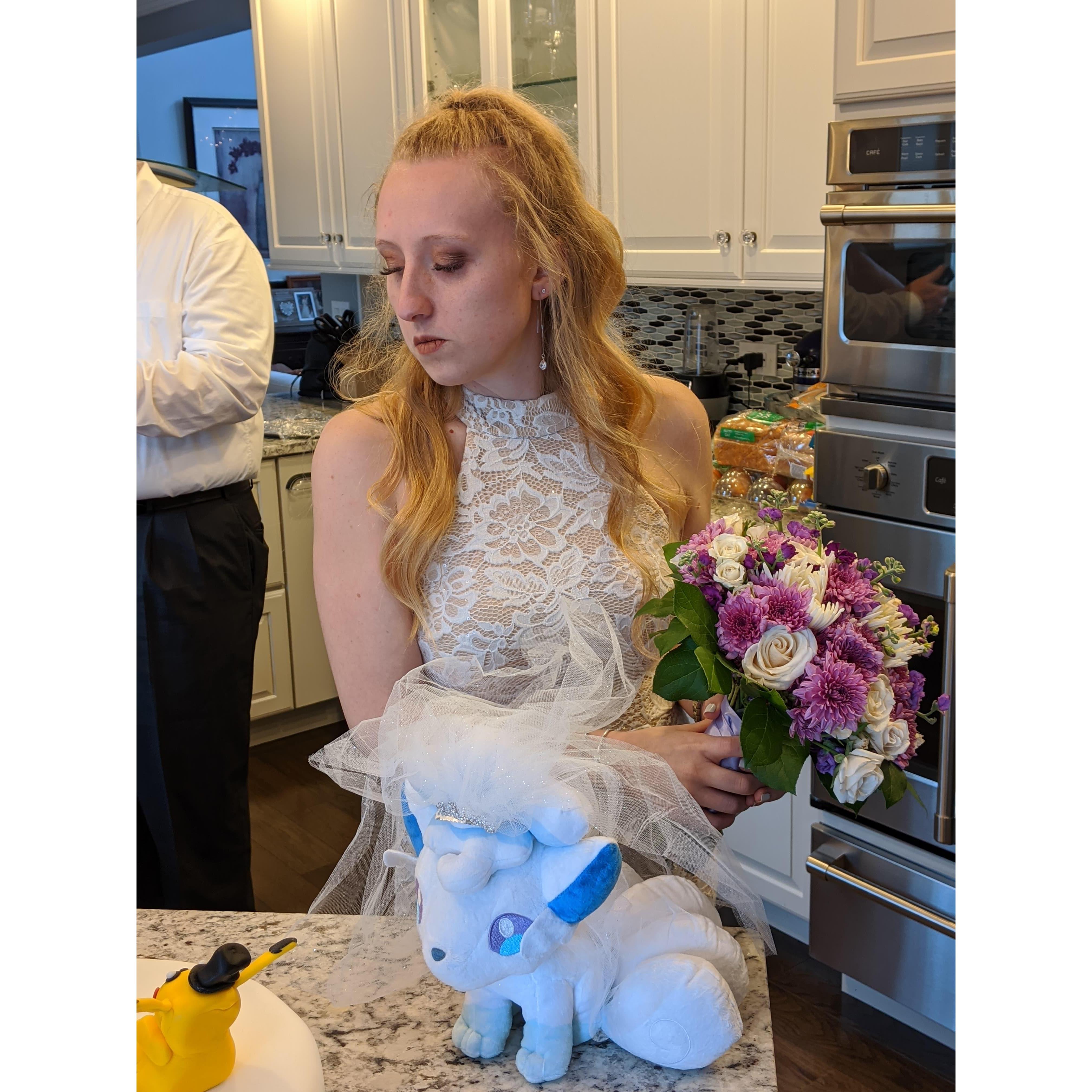 One of my favorite little moments from our wedding day was when I was doing my hair and make up. Jacob was in sitting in the bathroom the whole time talking with me and playing on his switch.