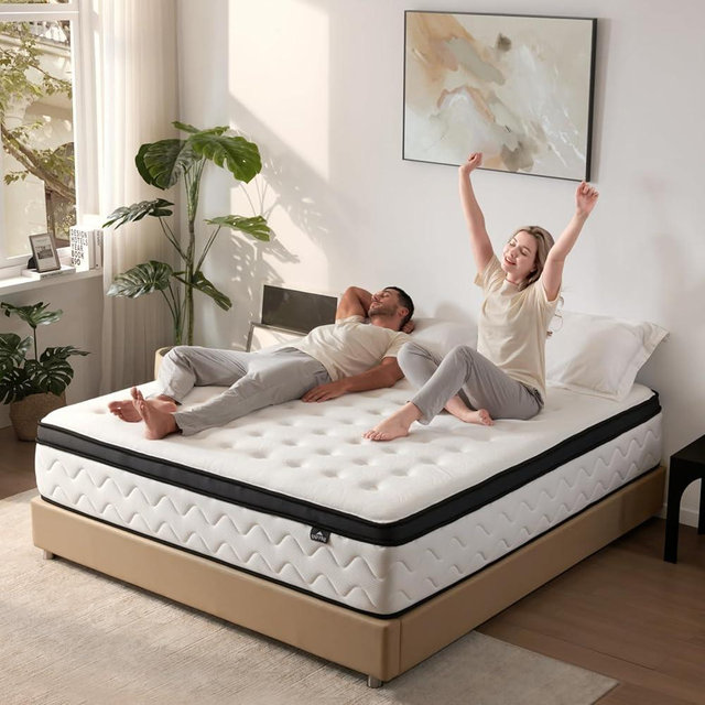 SNFPNE 12 Inch King Mattress - Medium Firm Hybrid Mattress with Individual Pocket Springs for Pressure Relief & Motion lsolation, Fiberglass-Free, 80" x 76"