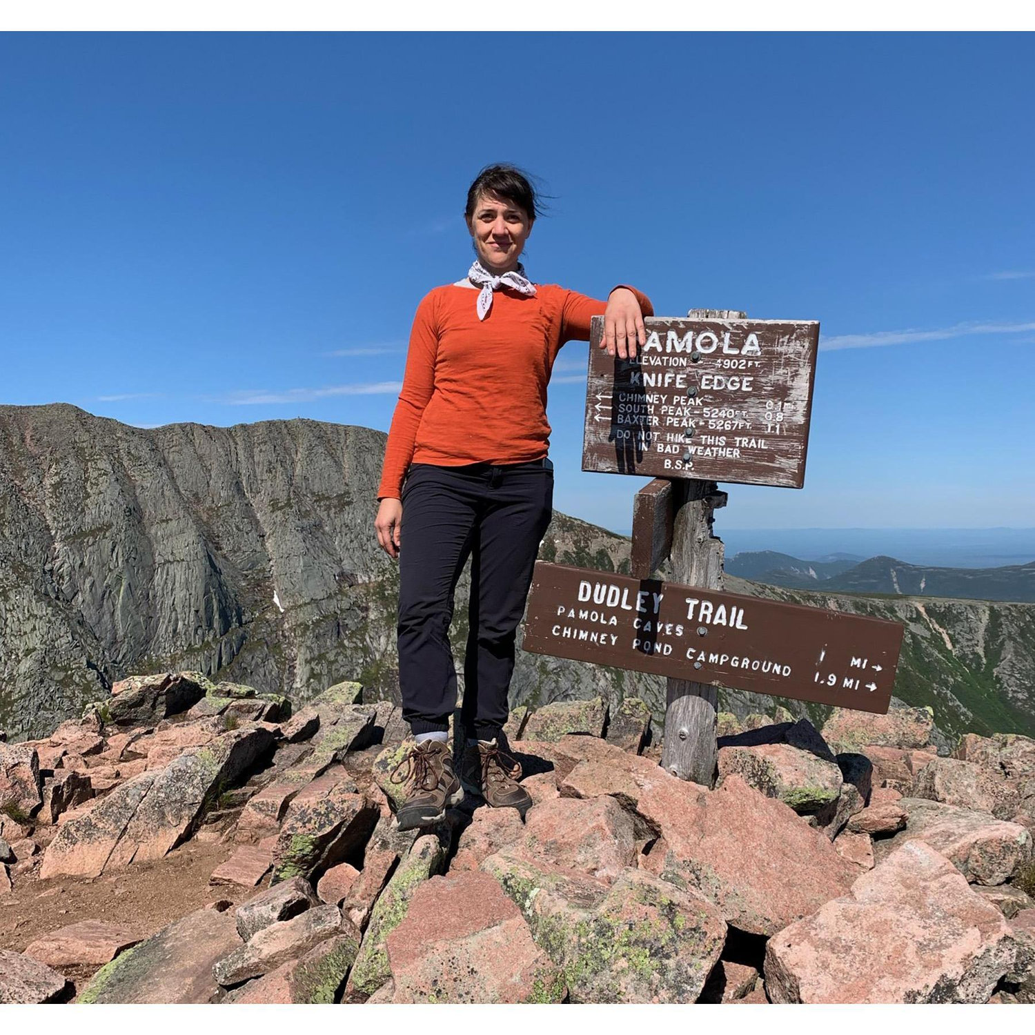 we hiked katahdin! here's hannah on pamola peak