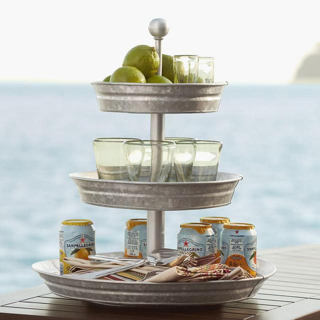 Galvanized Metal Three Tiered Stand