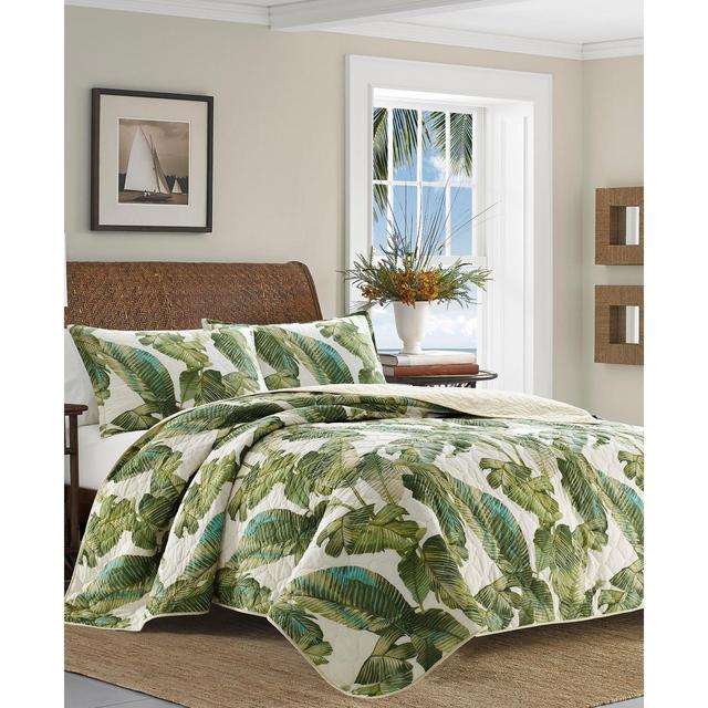 Tommy Bahama Fiesta Palms Cotton Reversible 3 Piece Quilt Set, Full/Queen