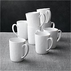 White Mercer Mugs, Set of 8