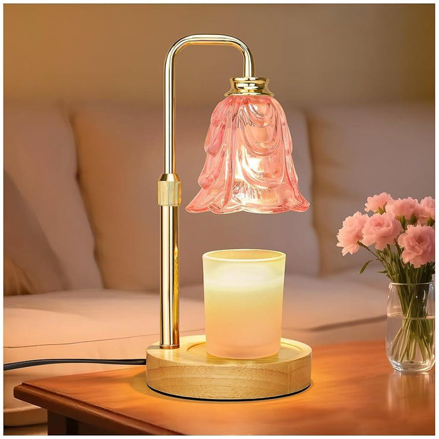 Candle Warmer Lamp with Timer Dimmer, Adjustable Height Pink Tulip Candle Wax Warmer, Christmas Birthday Gift for Mom Women, House Warming Gifts for New Home Bedroom Decor,Flower Pink