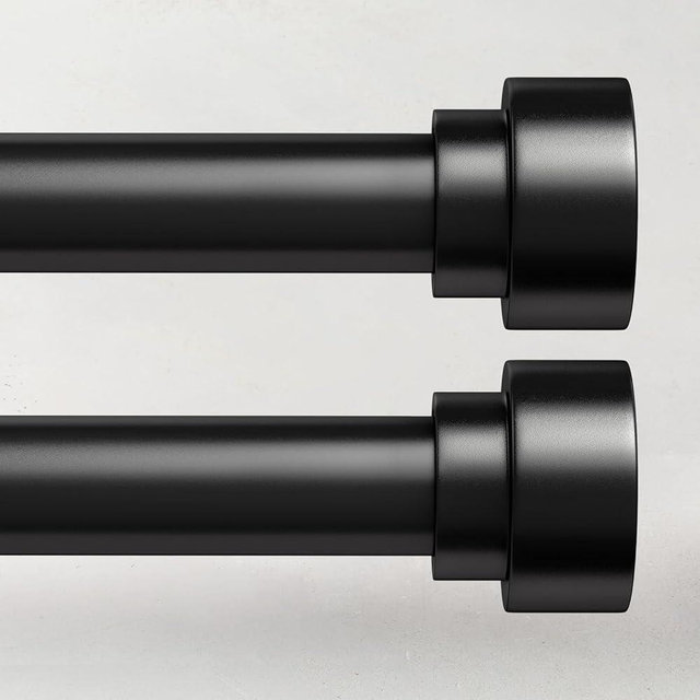 Curtain Rods for Windows 72 to 144, 1 Inch Adjustable Black Curtain Rod, Heavy Duty Long Window Drapery Rods with End Caps, Modern Style Indoor Outdoor Curtain Rods for Patio, Size 32" - 150", 2 Pack