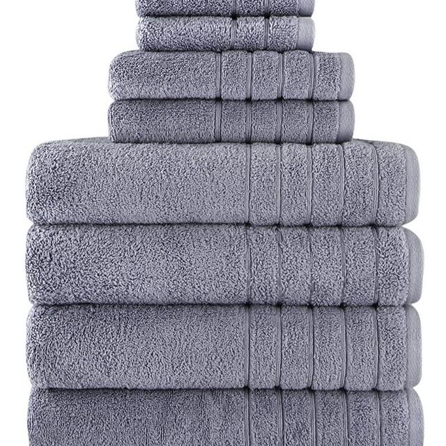 Towels Beyond Luxury Bath Towel Sets - Soft Plush Oversized Bathroom Towels Made with Premium 100% Turkish Cotton (Grey, 8 Piece Towel Set)