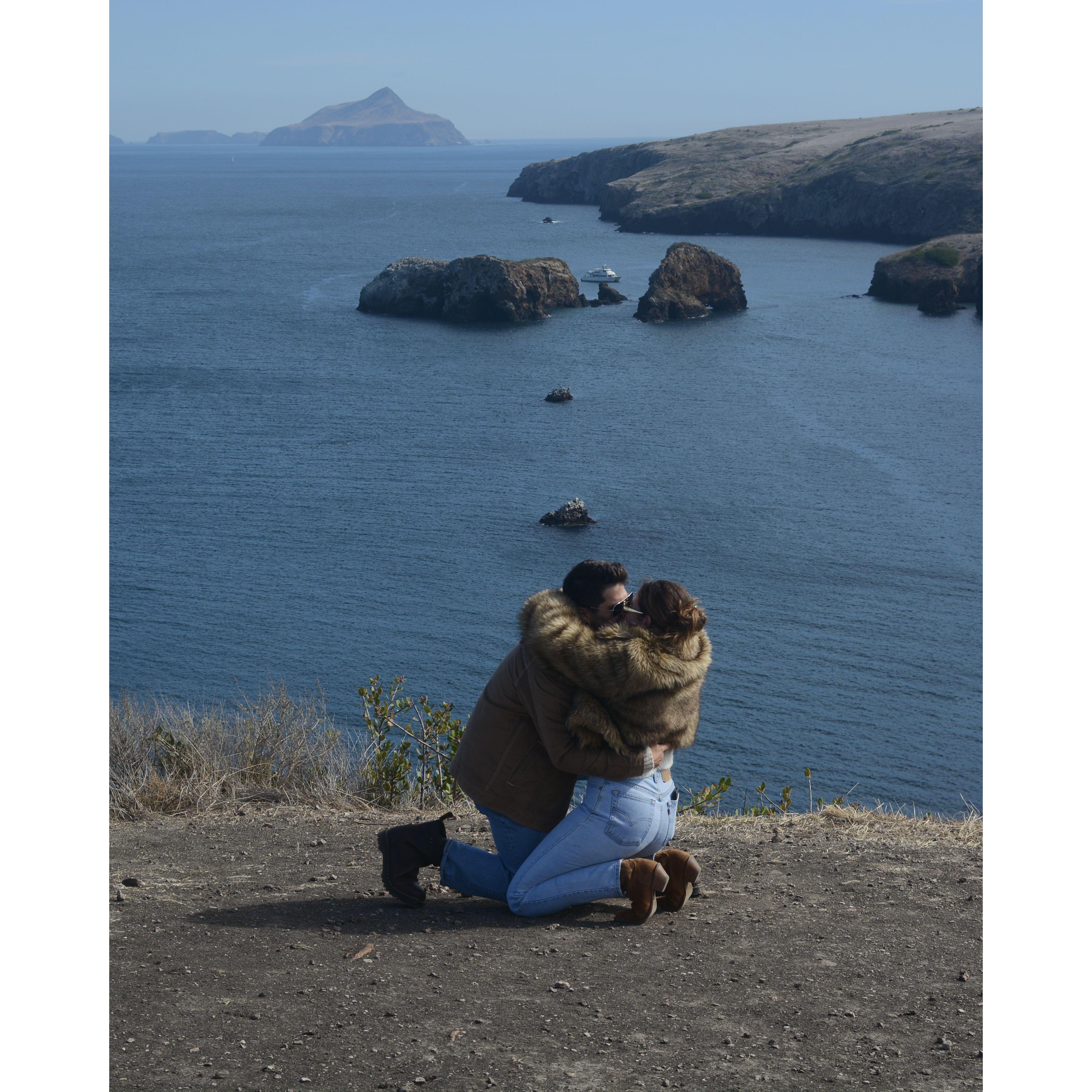 We walked up to this incredible view where Gavin got down on one knee on an island we can see from the beach house!