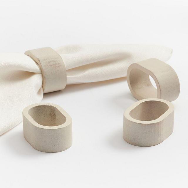 Vail Wood Napkin Rings, Set of 4 - White Wash