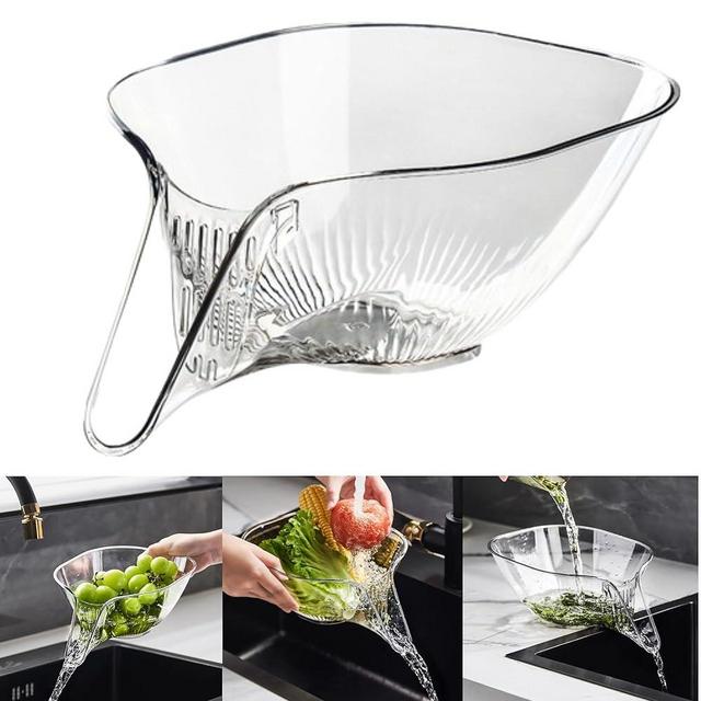 Multi-functional Drain Basket with Funnel, 2024 New Kitchen Sink Drain Basket with Strainer Container, Kitchen Sink Food Catcher Drainer Fruit Rinser Vegetable Washing Filter Bowl (White)
