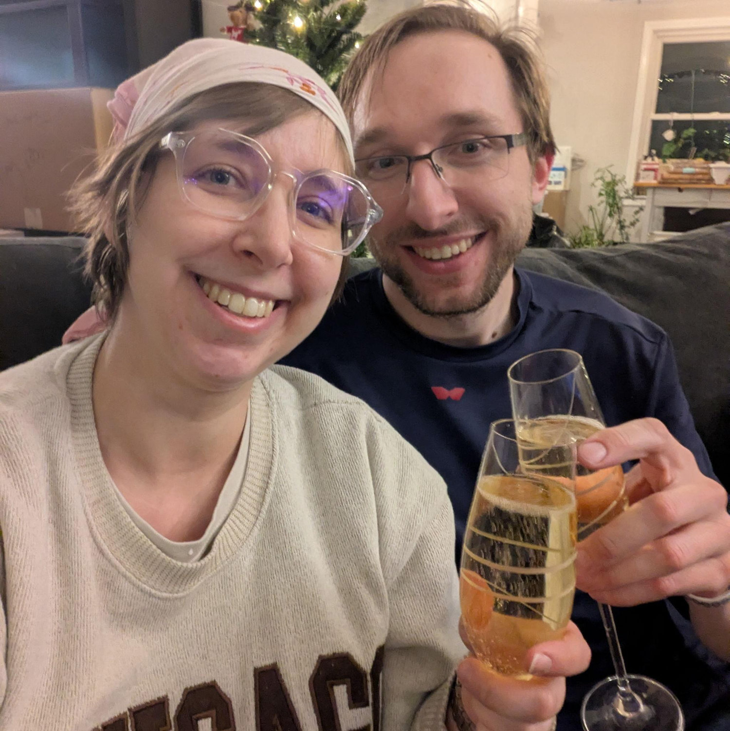 January 2025: Erin and Brian celebrate after moving into their new house, where they now live together.
