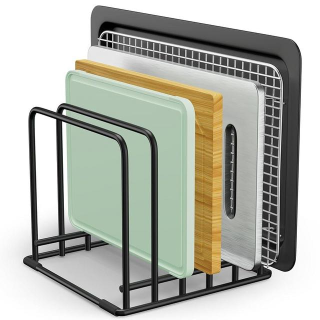 5-Tier Cutting Board Organizer Rack, Space-Saving Kitchen Storage for Cutting Boards, Trays, Bakeware, and Cookbooks, Rust-Resistant Metal Stand
