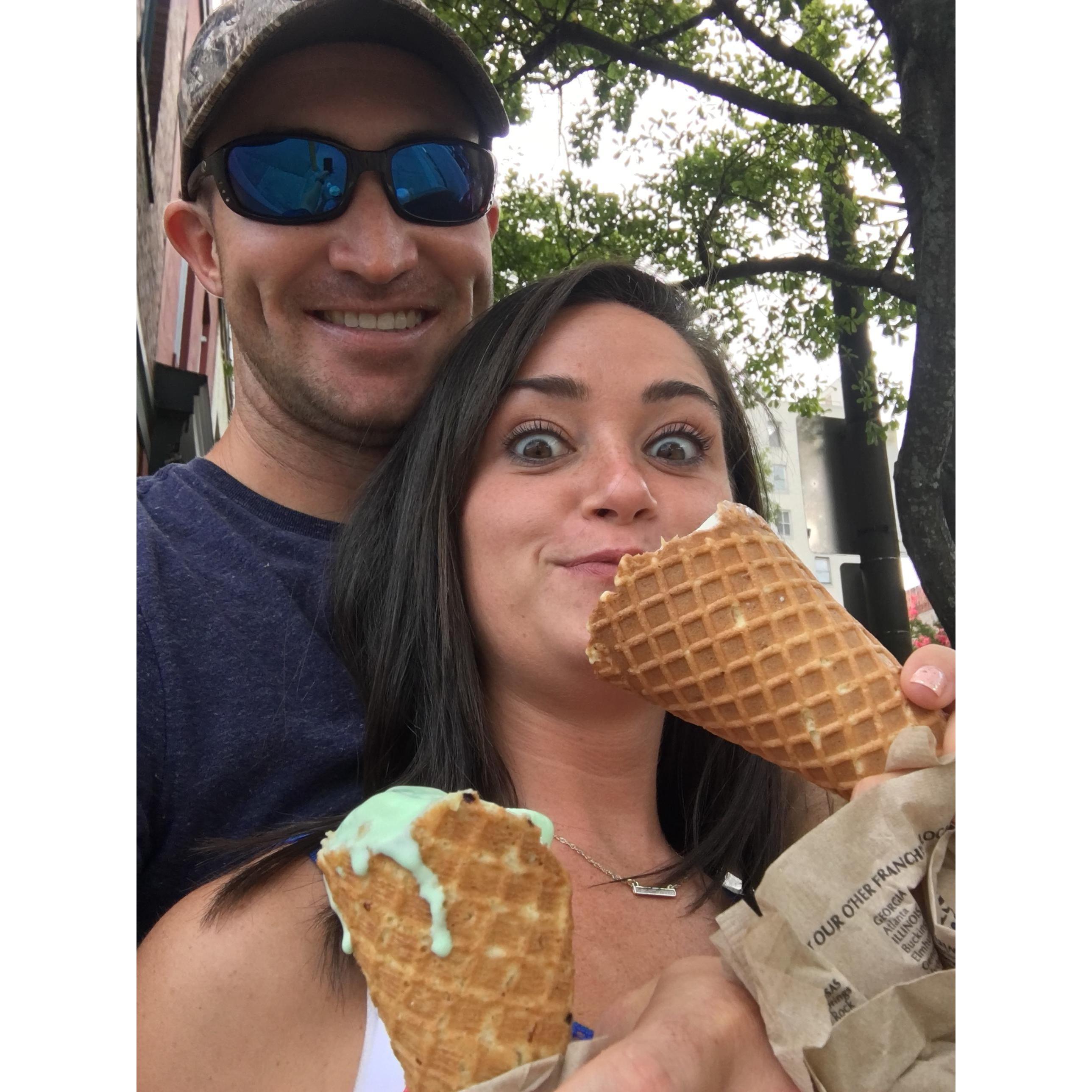 Eating Ice cream in Wilmington, NC