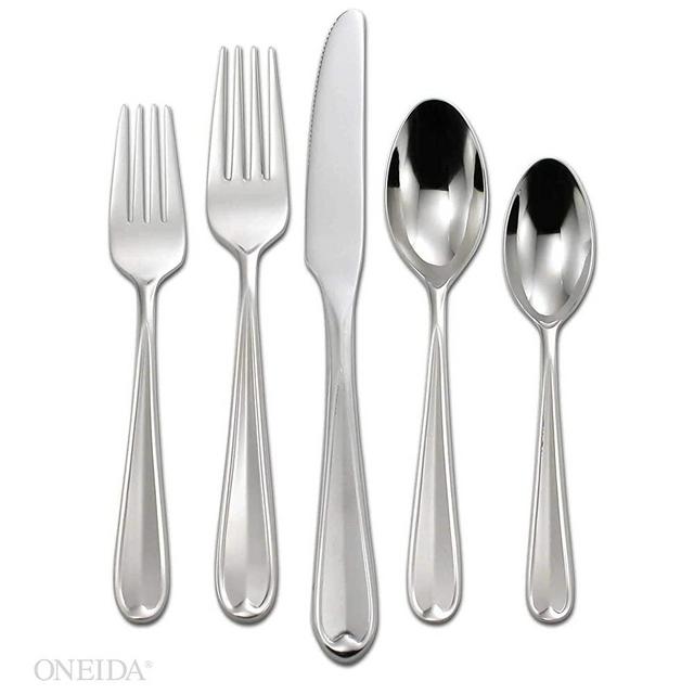 Oneida Dylan 42 Piece Everyday Flatware, Service for 8 18/0 Stainless Steel, Silverware Set