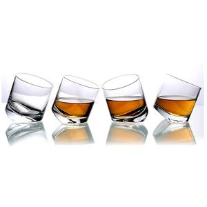 MyGift Tilting Whiskey Scotch Clear Glass, Highball Tumbler Party Glasses (10oz), Set of 4 in Gift Box