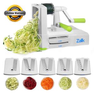 Spiralizer 5-Blade Vegetable Spiral Slicer Strongest Heaviest Duty, Best Veggie Pasta Spaghetti Maker for Healthy Low Carb/Paleo/Gluten-Free Meals With Extra Blade Caddy - by Zalik