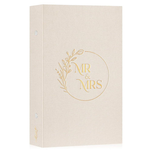 Lanpn Wedding Photo Album 4x6 300 Pockets, Linen Cover Newlywed Marriage Albums Slip in Holds 300 Horizontal Photos (Beige)