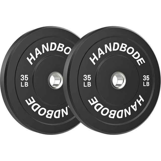 HANDBODE 2-Inch Weight Plates High Bounce, Olympic Bumper Plate Set 45/100/160/190/260/300lb, Colored Weight Plates Set for Home Gym, Barbell Weights Rubber Strength Training Plate for Weight Lifting