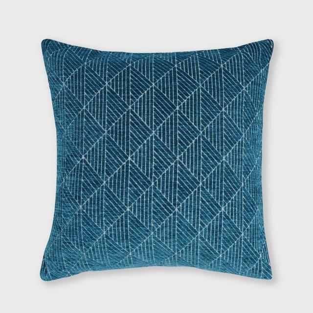 18"x18" Geometric Chenille Woven Jacquard Reversible Throw Pillow Teal - freshmint