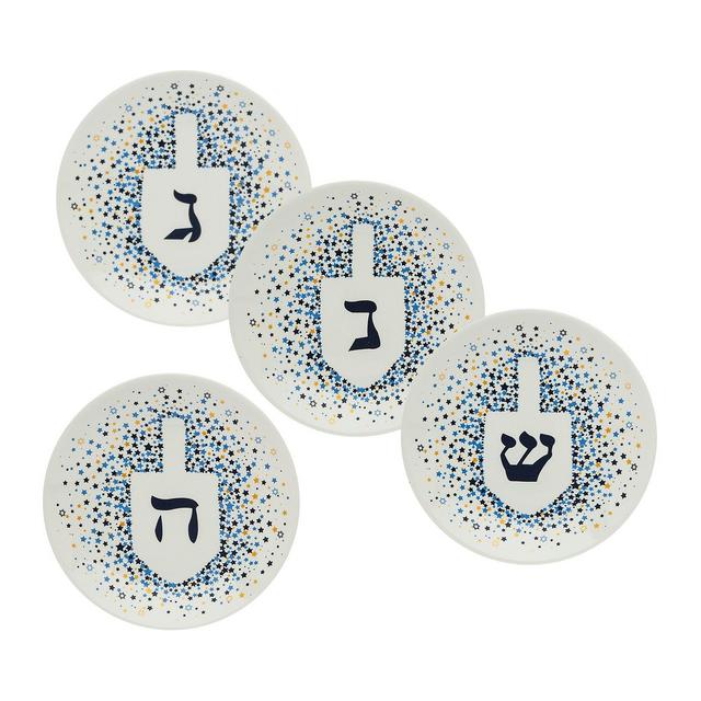 Godinger Dreidel Dessert Plates, Set of 4