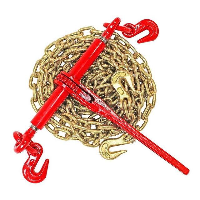 DC Cargo Chain Binder Kit | 3/8" Grade 70 Extra Long 20 Foot Chain - and Load Binder Set | Heavy Duty Ratcheting Chain and Binder | Load Chain and Binders – 6,600lb Working Load Limit As Set