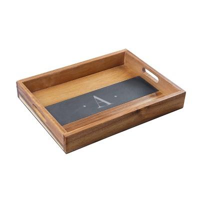 Monogram Acacia and Slate Serving Tray - Cathy's Concepts