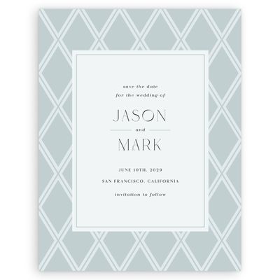 Soft Teal, Blue Wedding Digital Save the Date - Diamant Portrait