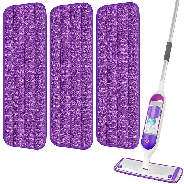 3 Pack Reusable Mop Pads Compatible with Swiffer PowerMop, Wood Floor Pads Mop Refill Pads Mop Pads Refills Microfiber Mop Pads for 13''-15'' Microfiber Spray Mop Machine Washable