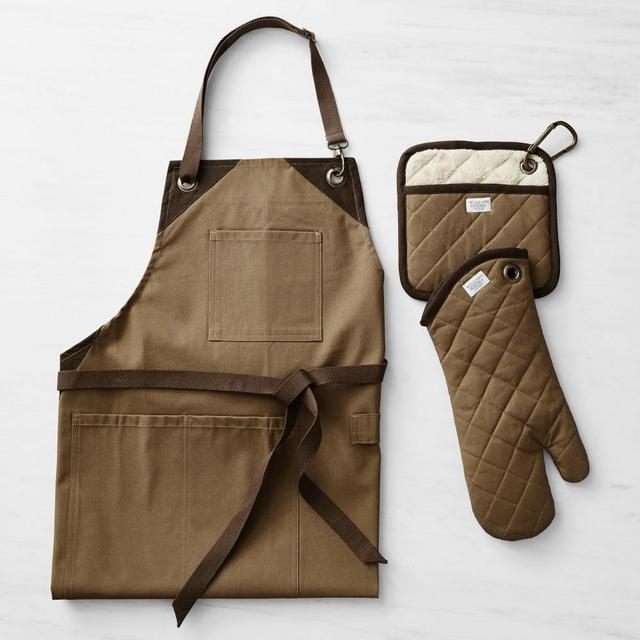 Grilling Apron, Oven Mitt, and Potholder Bundle, Brown