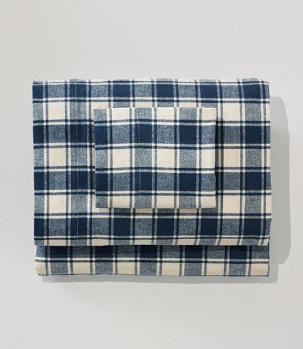 Ultrasoft Comfort Flannel Sheet Set, Check (Queen, Mariner Blue/Natural)