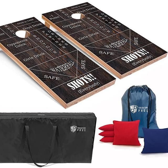 Tailgating Pros Cornhole Boards - 4'x2' Cornhole Game w/Carrying Case & Set of 8 Corn Hole Bean Bags w/Tote
