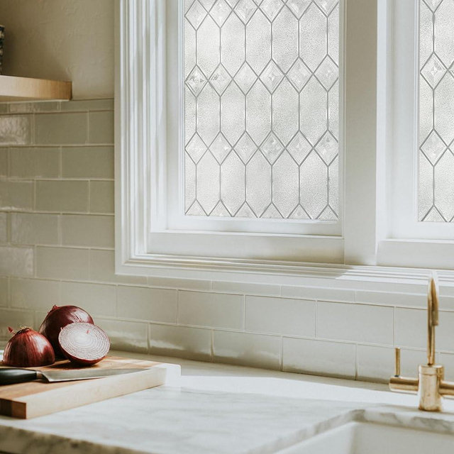 Artscape Old English 24 x 36 Inch Window Film, Made in USA – Provides Privacy, Non-Adhesive, Textured Leaded Glass Pattern, UV Protection, Easy to Apply and Removable