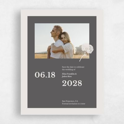 Charcoal, Grey Wedding Save the Date - Catania Portrait