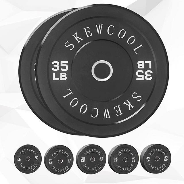 SKEWCOOL 2 Inch Olympic Bumper Plates Bumper Plates Set 10lbs/15lbs/25lbs/30lbs/35lbs/45lbs Weight Plates for Weightlifting Strength Training