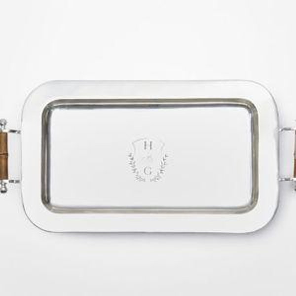 Silver and Bamboo Serving Tray