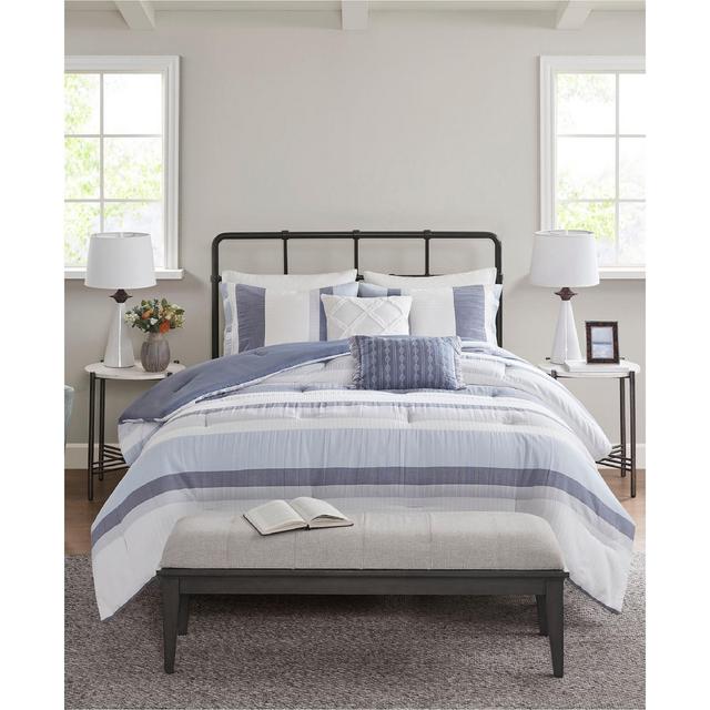 Madison Park Allegany Striped 5 Piece Jacquard comforter Set, Full/Queen