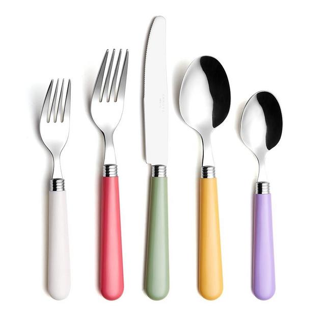 ANNOVA Silverware Set 20 Pieces Stainless Steel Cutlery Color Handle Flatware - 4 x Dinner Knife; 4 x Dinner Fork; 4 x Salad Fork; 4 x Dinner Spoon; 4 x Dessert Spoon (Mix Color)