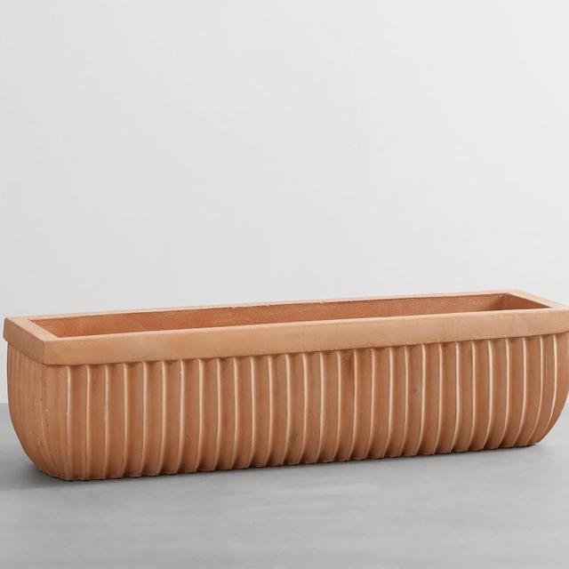 Concrete Fluted Planter,Terra Cotta,Petite Trough