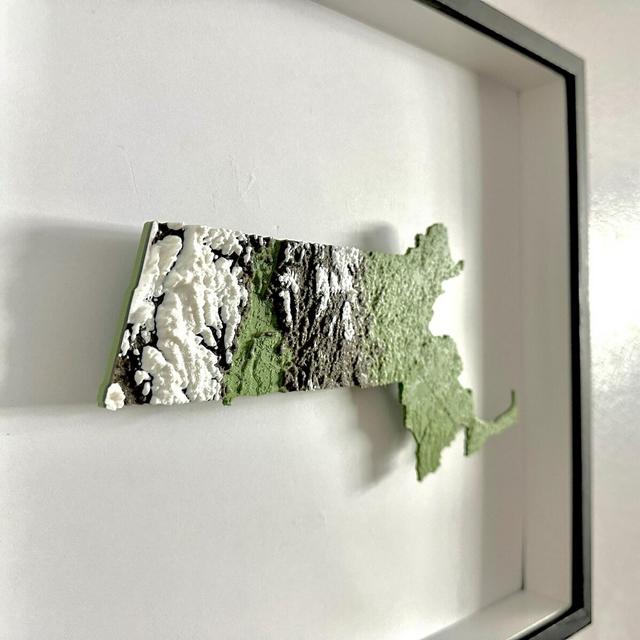 Massachusetts Topographic 3D State Map - Raised 3D Printed Relief Map for Home or Office - Popular Home Decor for Dorm Room